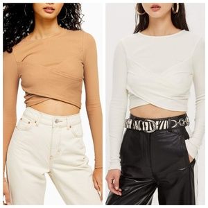 NWT Topshop Wrap Ribbed Crop Top Size 10